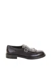 Guglielmo Rotta Brown Leather Moccasin With Fringe And Buckle In Black
