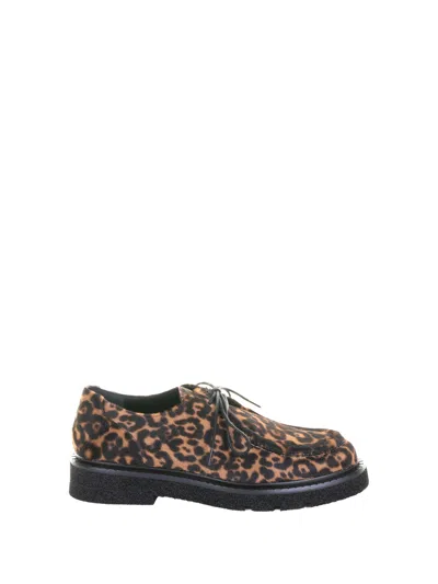 Guglielmo Rotta Leopard Print Lace-up Moccasin In Brown