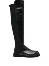 Guglielmo Rotta Knee-high Black Leather Ankle Boots In Black