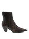 Guglielmo Rotta Elegant Ankle Boots With Textured Snakeskin Finish In Brown
