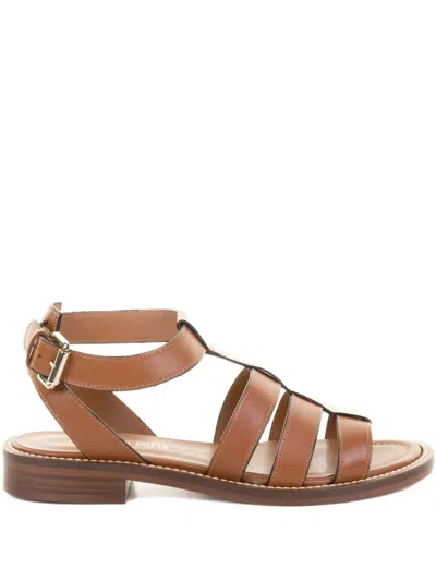 Guglielmo Rotta Leather Caged-design Sandals In Brown
