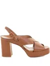 Guglielmo Rotta Leather Platform Sandals In Brown