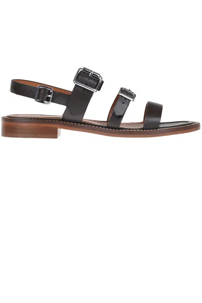 Guglielmo Rotta Leather Sandals In Black