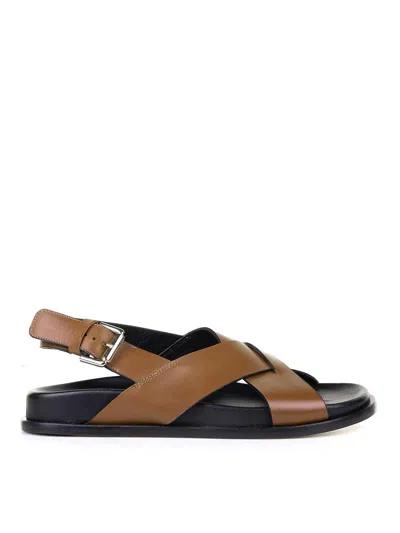 Guglielmo Rotta Low Hazelnut Leather Sandal In Beige