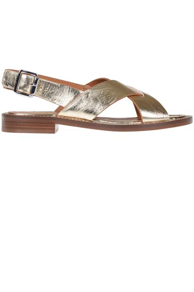 Guglielmo Rotta Metallic Effect Leather Sandals In Gold