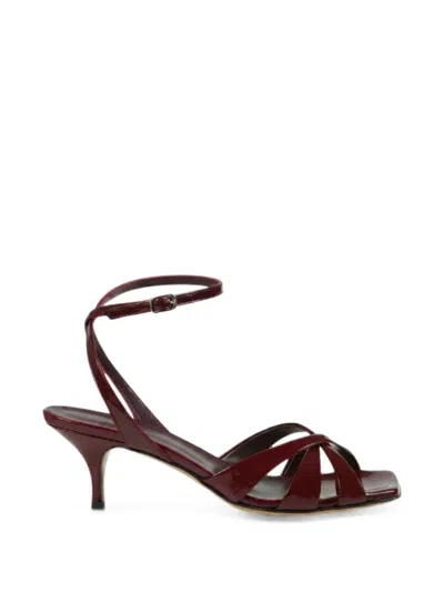 Guglielmo Rotta Patent-leather Crossover-strap Sandals In Burgundy