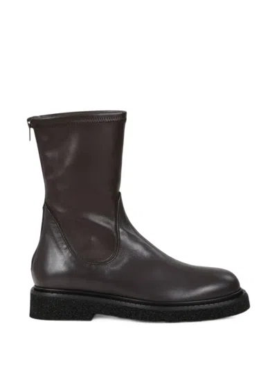 Guglielmo Rotta Rear Zip-fastening Leather Ankle Boots In Brown
