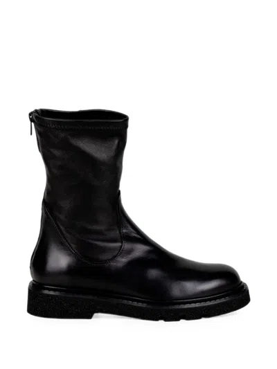 Guglielmo Rotta Rear-zip Leather Boots In Black