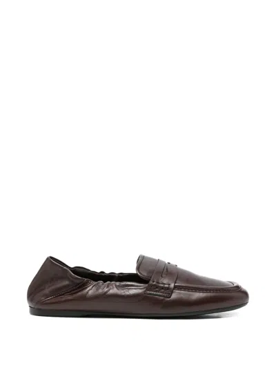 Guglielmo Rotta Ruched-detail Loafers In Brown