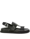 Guglielmo Rotta Black Sandals With Wide Straps And Adjustable Buckle In Black