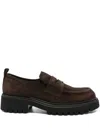 Guglielmo Rotta Penny-suede Loafers In Brown