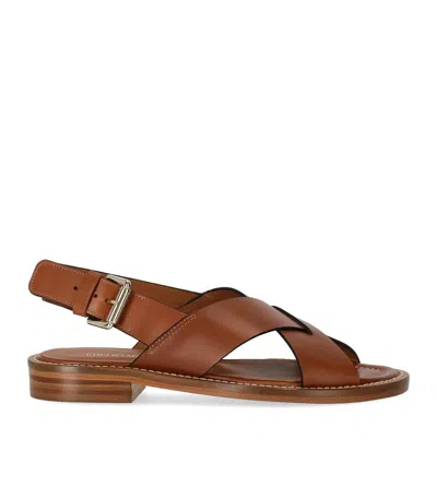 Guglielmo Rotta Crossed Sandal In Raw Cut Leather In Tan Color In Brown