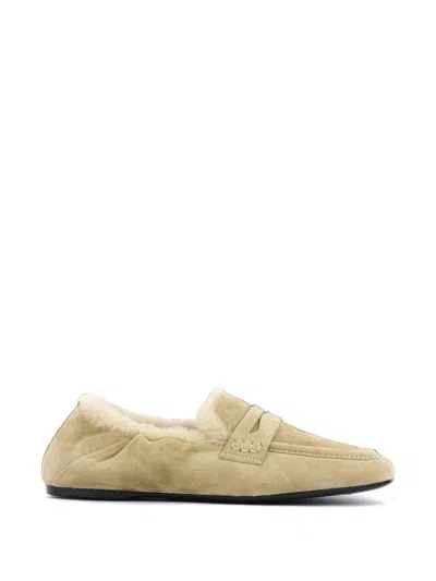 Guglielmo Rotta Shearling-lined Suede Loafers In Neutral