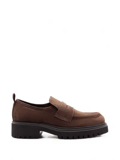 Guglielmo Rotta Suede Platform Loafers In Brown