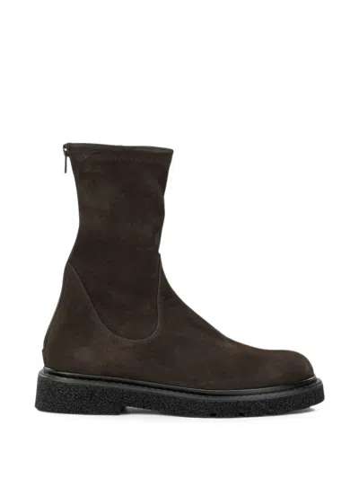 Guglielmo Rotta Suede Rear-zip Ankle Boots In Brown