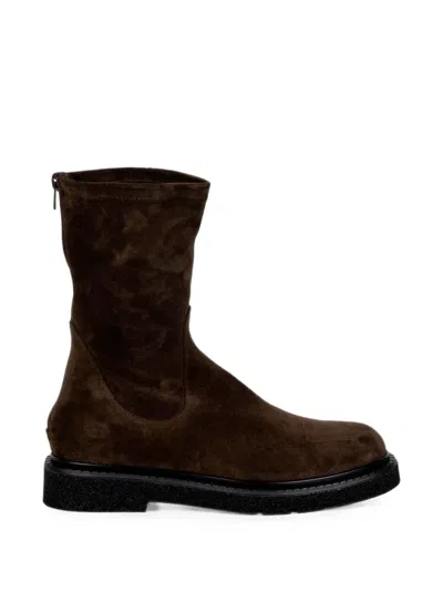 Guglielmo Rotta Suede Rear-zip Boots In Brown