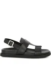 Guglielmo Rotta Black Sandals With Wide Straps And Adjustable Buckle