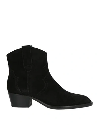 Guglielmo Rotta Woman Ankle Boots Black Size 8 Leather