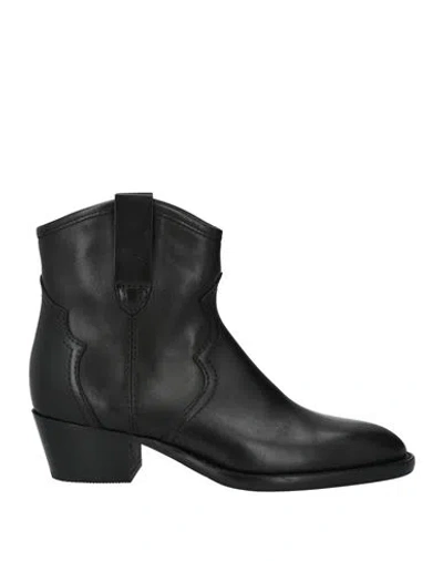 Guglielmo Rotta Woman Ankle Boots Black Size 8 Leather