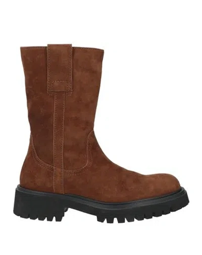 Guglielmo Rotta Woman Ankle Boots Cocoa Size 11 Leather In Brown