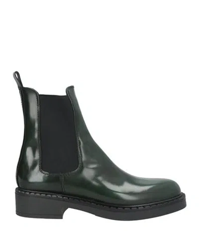 Guglielmo Rotta Woman Ankle Boots Dark Green Size 11 Leather
