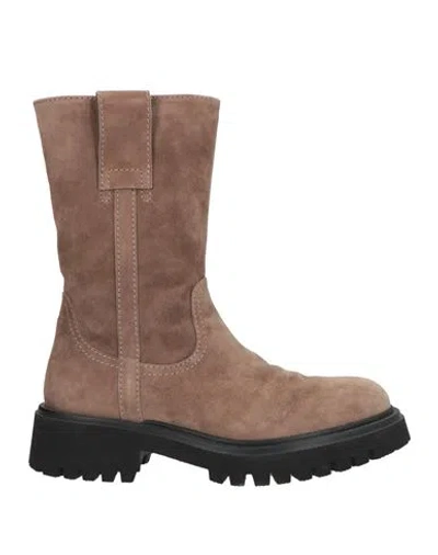 Guglielmo Rotta Woman Ankle Boots Khaki Size 11 Leather In Beige