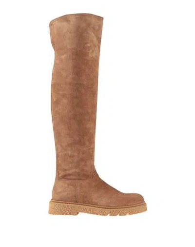 Guglielmo Rotta Woman Boot Khaki Size 8 Leather In Beige