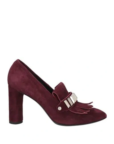 Guglielmo Rotta Woman Loafers Burgundy Size 11 Soft Leather In Red