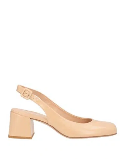 Guglielmo Rotta Woman Pumps Beige Size 8 Leather In Multi