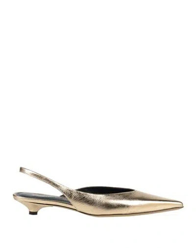 Guglielmo Rotta Woman Pumps Platinum Size 8 Leather In Gold