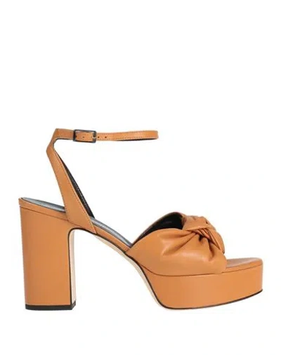 Guglielmo Rotta Woman Sandals Camel Size 10 Soft Leather In Beige