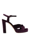 Guglielmo Rotta Woman Sandals Dark Purple Size 6 Textile Fibers In Purple