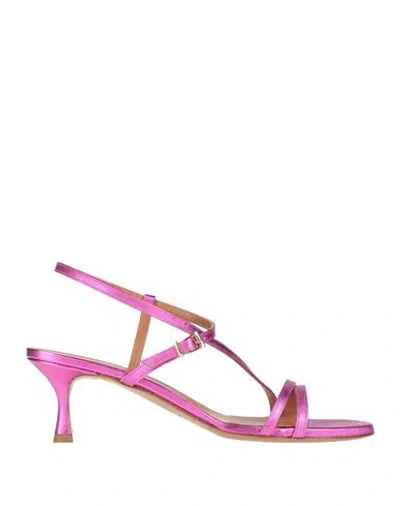 Guglielmo Rotta Woman Sandals Fuchsia Size 8 Leather In Pink