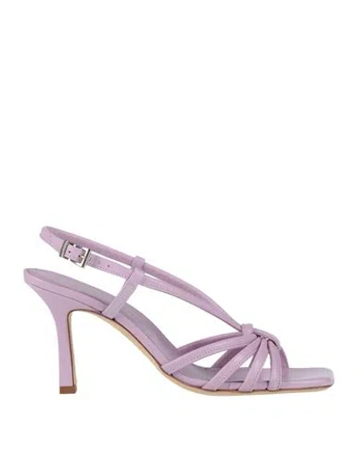 Guglielmo Rotta Woman Sandals Lilac Size 10 Leather In Animal Print