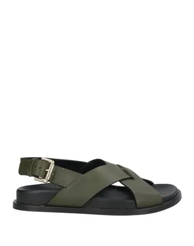 Guglielmo Rotta Woman Sandals Military Green Size 6 Leather