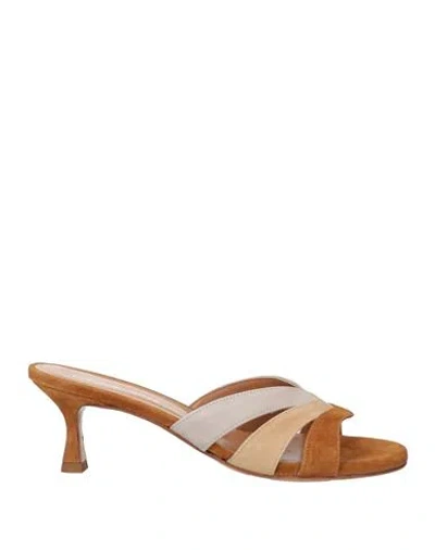 Guglielmo Rotta Woman Sandals Tan Size 8 Leather In Brown