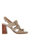 Guglielmo Rotta Woman Sandals Taupe Size 6 Leather In Grey