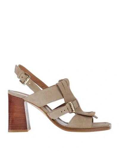 Guglielmo Rotta Woman Sandals Taupe Size 6 Leather In Grey