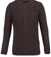 GUIDE LONDON CABLE KNIT LONG SLEEVE PULLOVER IN BLACK/TAN