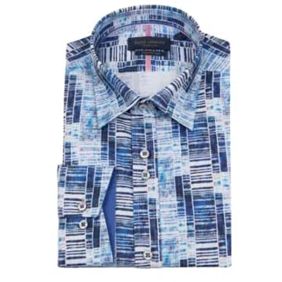 Guide London Geometric Long Sleeve Shirt In Blue