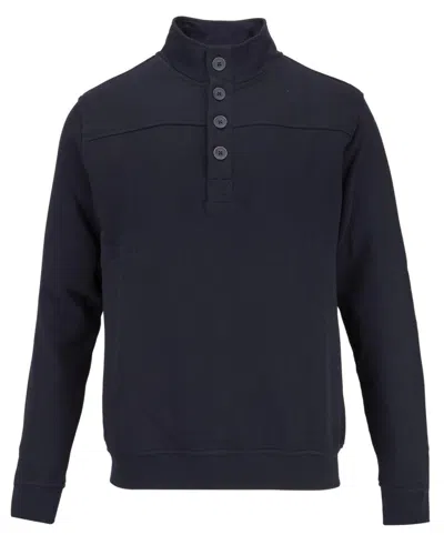 Guide London Men's Collared Half Button Down Sweatshirt In Navy In Blue