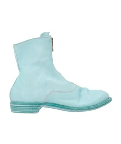 Guidi 210 Front Zipper Details Short Boots In Blue