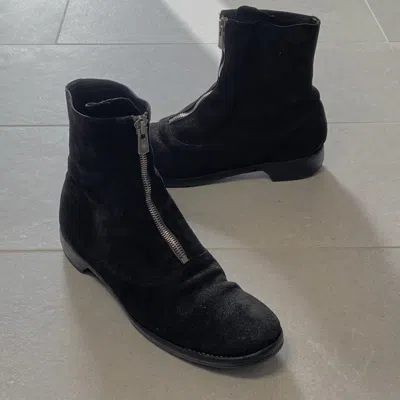 Pre-owned Guidi 210 Suede Front Zips Shoes In Black