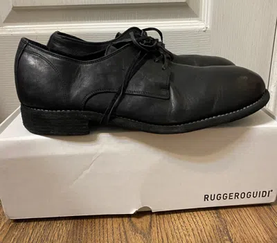 Pre-owned Guidi 992 Black Full Grain Horse Leather Derby Shoes