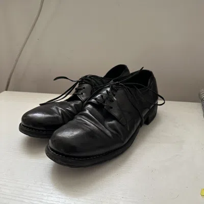 Pre-owned Guidi 992 Horse Full Grain Derby Leather Shoes In Black