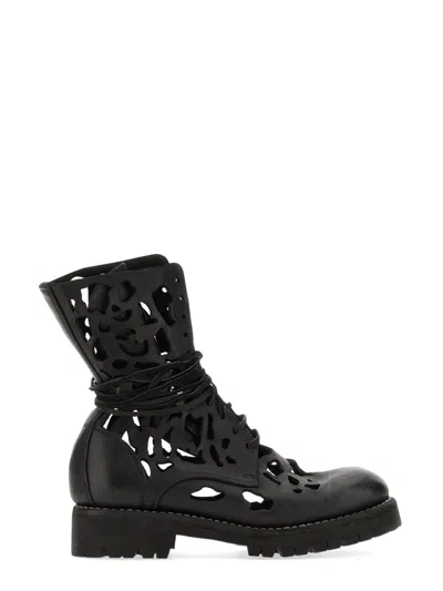 Guidi Ankle Boot With Cut Out Details In Black