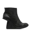 Guidi Wedge Heel Suede Ankle Boots In Black