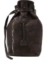 Guidi Belted Suede Backpack In Brown