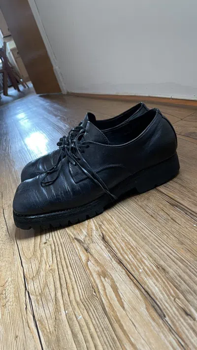Pre-owned Guidi Black 79082v Derbys Horse Leather Vibram Sole Shoes