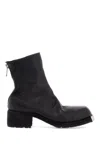 Guidi Cracked-effect Mid-calf Boots In Black